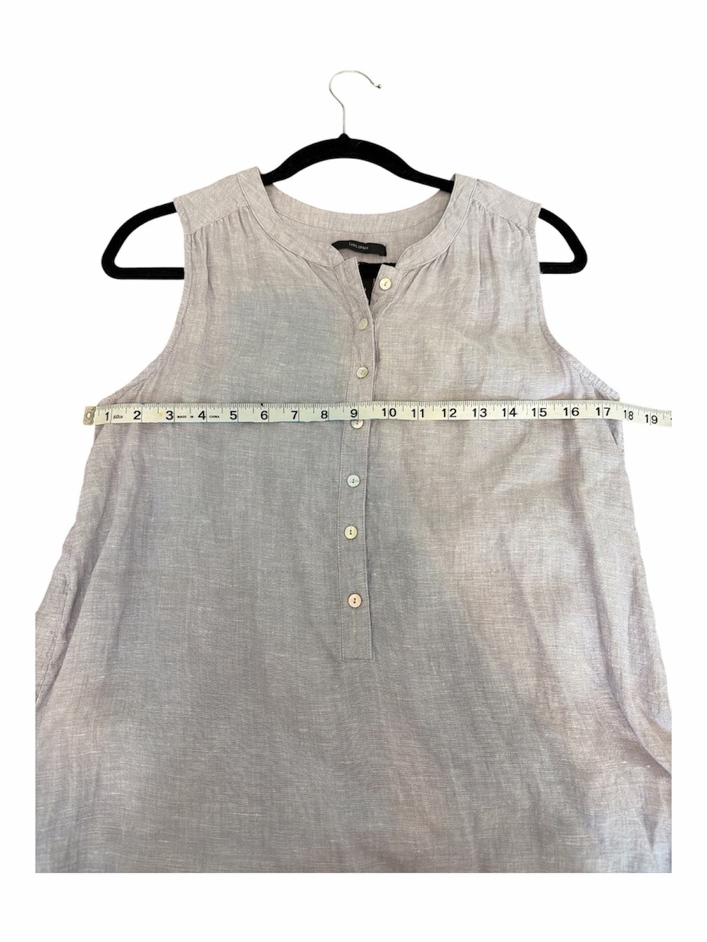 Tahari 100% Linen Light Gray Sleeveless Button-Front Tank Top size Small - Picture 5 of 5